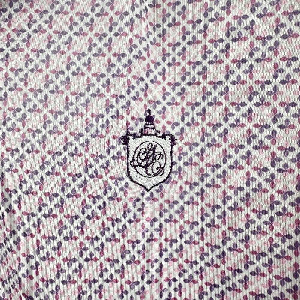Johnnie-O Geometric Golf Polo Pink Purple Sz Medium M Governors Club Logo - Picture 3 of 9